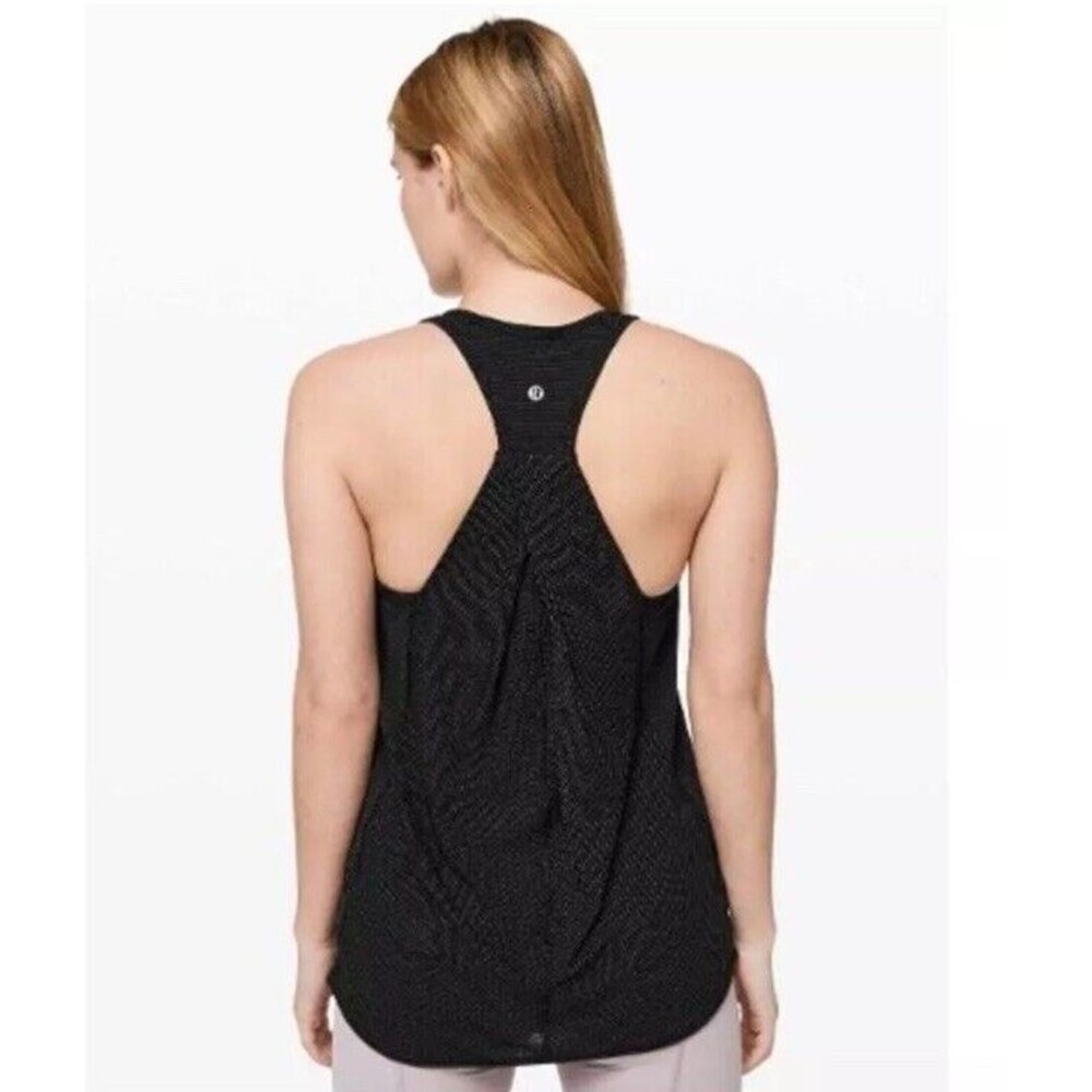 Lululemon 6 Just Pleat It Tank Black Pleated Mesh Back Panel Active